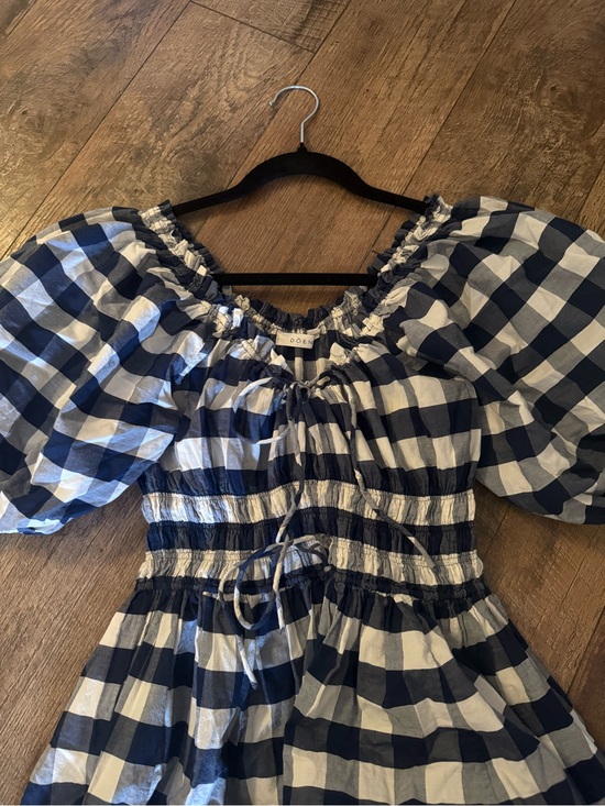 Doen Dresses & Skirts - Doen Blue and White Gingham Puff Sleeve Dress